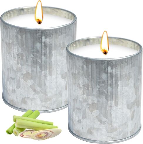 Citronella Candles Outdoor, 2 Pack 8oz Each, Natural Soy Wax with Citronella Oil, Long-Lasting 60H Burn Time, Silver Tin Candle Set for Patio, Garden, Deck, Backyard, Camping, Summer Nights in Saudi Arabia