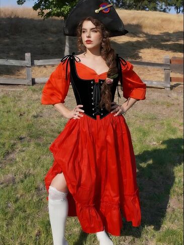 XuoAz Renaissance Underbust Corset Top for Women - Lace Up Black Velvet Bustier Overbust Bodysuit Corset in Kuwait