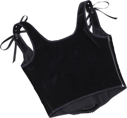 XuoAz Renaissance Underbust Corset Top for Women - Lace Up Black Velvet Bustier Overbust Bodysuit Corset in Kuwait