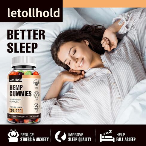 Hemp Gummies for Sleep, Pain, Anxiety (1 Pack) - High Potency Advanced Extra Strength with Pure Natural Hemp Oil, Best Hеmp Gummies for Adults - Low Sugar in Saudi Arabia