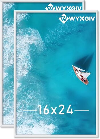 16x24 Picture Frame Set of 2, Scratch-Proof Black Frame Lightweight yet Sturdy Display Poster Artwork 16 x 24 Horizontally/Vertically - Slide-In Strips|2 Packs|Black|16"x24" in Saudi Arabia