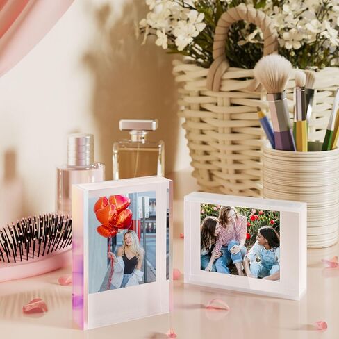 إطارات صور Instax Mini لكاميرا Polaroid وFujifilm Instax Mini Camera/فيلم الطابعة، إطار صور بولارويد لطيف مقاس 2x3، حامل عرض صور صغير على سطح الطاولة للصور الفورية، أكريليك قزحي الألوان، 3 عبوات in Saudi Arabia