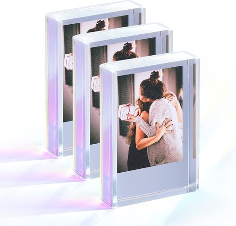 إطارات صور Instax Mini لكاميرا Polaroid وFujifilm Instax Mini Camera/فيلم الطابعة، إطار صور بولارويد لطيف مقاس 2x3، حامل عرض صور صغير على سطح الطاولة للصور الفورية، أكريليك قزحي الألوان، 3 عبوات in Saudi Arabia