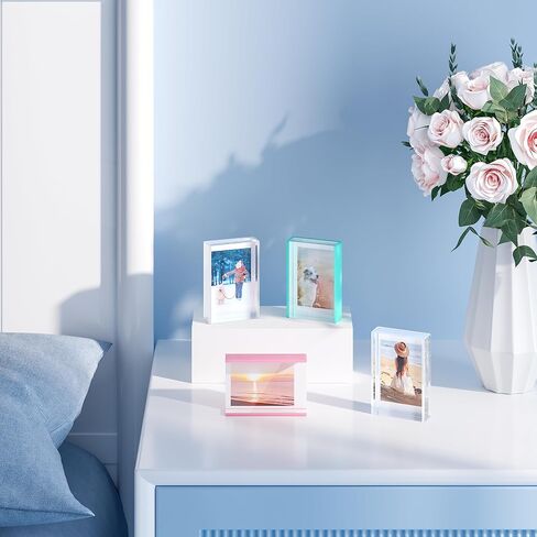 إطارات صور Instax Mini لكاميرا Polaroid وFujifilm Instax Mini Camera/فيلم الطابعة، إطار صور بولارويد لطيف مقاس 2x3، حامل عرض صور صغير على سطح الطاولة للصور الفورية، أكريليك قزحي الألوان، 3 عبوات in Saudi Arabia
