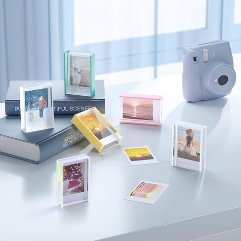 إطارات صور Instax Mini لكاميرا Polaroid وFujifilm Instax Mini Camera/فيلم الطابعة، إطار صور بولارويد لطيف مقاس 2x3، حامل عرض صور صغير على سطح الطاولة للصور الفورية، أكريليك قزحي الألوان، 3 عبوات in Saudi Arabia