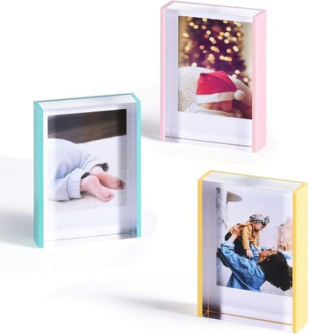إطارات صور Instax Mini لكاميرا Polaroid وFujifilm Instax Mini Camera/فيلم الطابعة، إطار صور بولارويد لطيف مقاس 2x3، حامل عرض صور صغير على سطح الطاولة للصور الفورية، أكريليك قزحي الألوان، 3 عبوات in Saudi Arabia