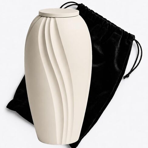 GR8 Keepsakes Lotus Modern Ivory Cremation Urn for Human Ashes Adult | Architect Designed, Premium Aluminum, Large Adult Urn, Soft Ivory Finish, Secure Screw-Top Lid, For Home Display in Saudi Arabia