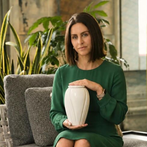 GR8 Keepsakes Lotus Modern Ivory Cremation Urn for Human Ashes Adult | Architect Designed, Premium Aluminum, Large Adult Urn, Soft Ivory Finish, Secure Screw-Top Lid, For Home Display in Saudi Arabia