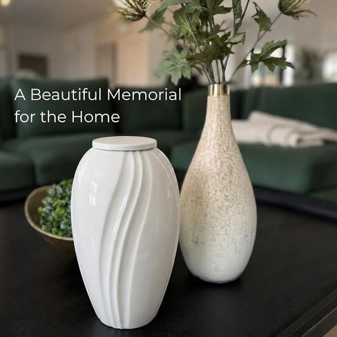GR8 Keepsakes Lotus Modern Ivory Cremation Urn for Human Ashes Adult | Architect Designed, Premium Aluminum, Large Adult Urn, Soft Ivory Finish, Secure Screw-Top Lid, For Home Display in Saudi Arabia