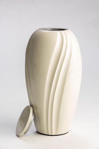 GR8 Keepsakes Lotus Modern Ivory Cremation Urn for Human Ashes Adult | Architect Designed, Premium Aluminum, Large Adult Urn, Soft Ivory Finish, Secure Screw-Top Lid, For Home Display in Saudi Arabia