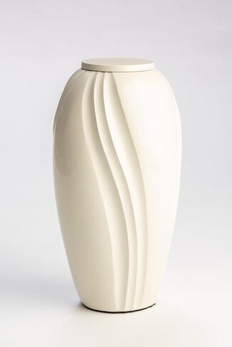 GR8 Keepsakes Lotus Modern Ivory Cremation Urn for Human Ashes Adult | Architect Designed, Premium Aluminum, Large Adult Urn, Soft Ivory Finish, Secure Screw-Top Lid, For Home Display in Saudi Arabia