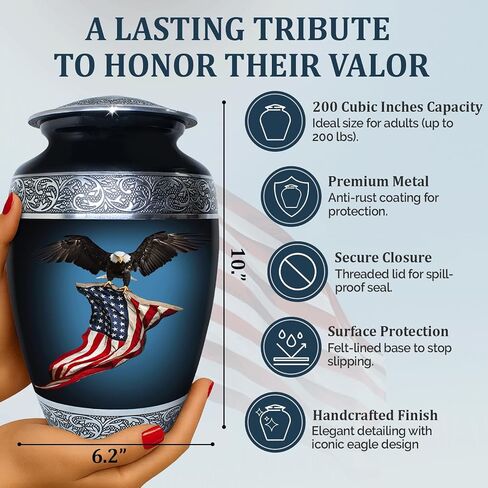 American Eagle Cremation Urns for Human Ashes Adult - Handcrafted Urn Set for Adults - Urns for Men & Women - Metal Memorial Urns Set (Black, Set of 5) in Saudi Arabia