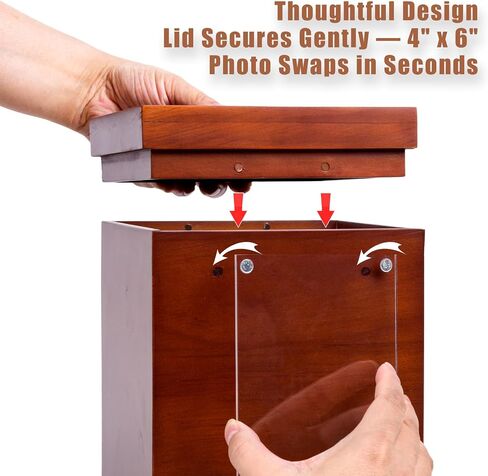 Solid Walnut Cremation Urn for Human Ashes Adult - Wooden Memorial Urn 200 Lbs with Flower Holder, Funeral Urns Box and Casket for Male Female Ashes with 4 x 6 Detachable Photo Frame, Keepsake in Saudi Arabia