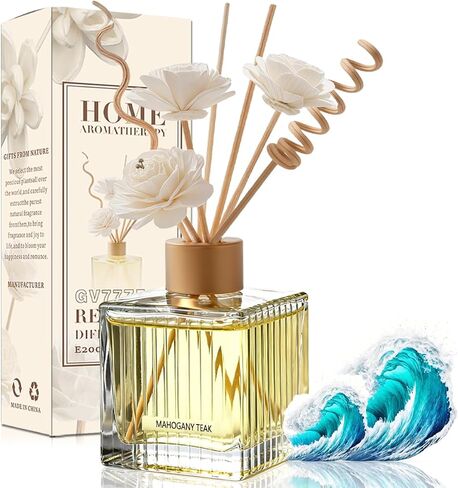 Peppermint & Eucalyptus Reed Diffuser - 6.7 oz Glass Bottle with 4 Rattan Sticks, 3 Dried Flowers | Adjustable, Long-Lasting Scent for Home, Bedroom, Living Room, Office, Bathroom | Aromatherapy Gift in Saudi Arabia