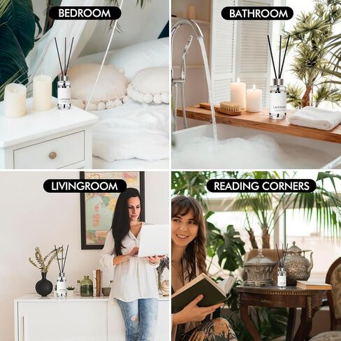 Reed Diffuser Set of 3, Jasmine, Lavender & Vanilla Scented Oil Diffusers with 15 Reeds, Long-Lasting Home Fragrance for Bedroom & Bathroom Decor, 1.7 fl oz Each, Total 5.1 oz in Saudi Arabia