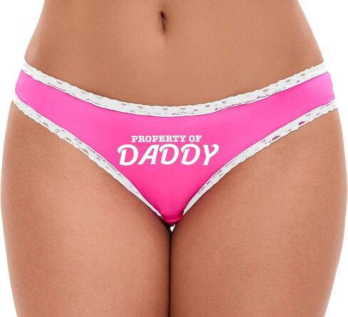 Knaughty Knickers Property Of Daddy - DDLG Age Play - Owned Pink and White Bikini Panties Adult Flirty Fun in Kuwait