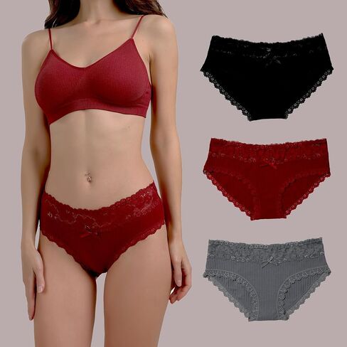 Womens Cotton Underwear Lace Bikini Panties Women's Hipster Underpants in Kuwait