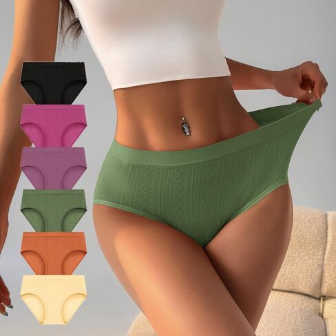 6 Pack Women's Seamless Breathable Comfort Bikini Underwear, Soft Stretch, Silky Invisible Hipster for Everyday Wear in Kuwait