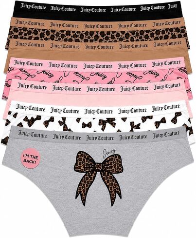 سراويل بيكيني نسائية من Juicy Couture، 7 قطع، 95% قطن، متعدد الألوان مع حزام خصر يحمل الشعار in Kuwait