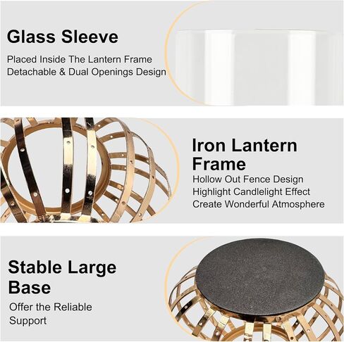Hurricane Candle Holders for Pillar Candles - Lantern Candlestick Holder with Clear Glass Sleeve, 2 PCS Elegant Decorative Candleholders for Dining Table Centerpiece Home Decor, 2PCS, Black in Saudi Arabia