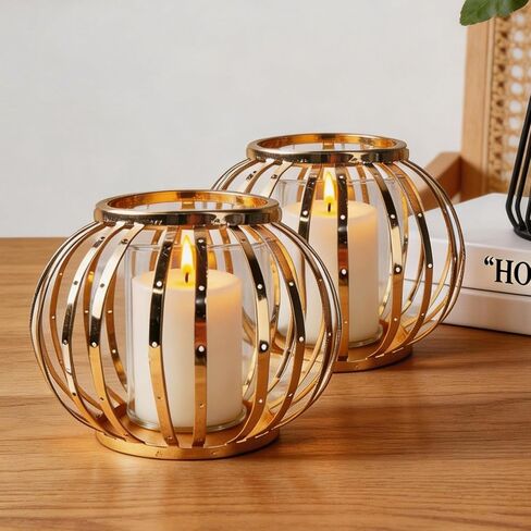 Hurricane Candle Holders for Pillar Candles - Lantern Candlestick Holder with Clear Glass Sleeve, 2 PCS Elegant Decorative Candleholders for Dining Table Centerpiece Home Decor, 2PCS, Black in Saudi Arabia