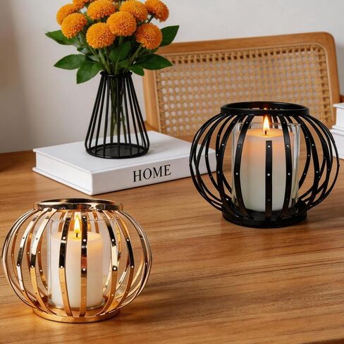 Hurricane Candle Holders for Pillar Candles - Lantern Candlestick Holder with Clear Glass Sleeve, 2 PCS Elegant Decorative Candleholders for Dining Table Centerpiece Home Decor, 2PCS, Black in Saudi Arabia