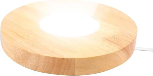 5.9 Inch Wood LED Light Base, Crystal Display Stand with 3 Light Modes and 10-Level Dimming for Acrylic, Crystal, Night Light, Glass Resin Art in Kuwait