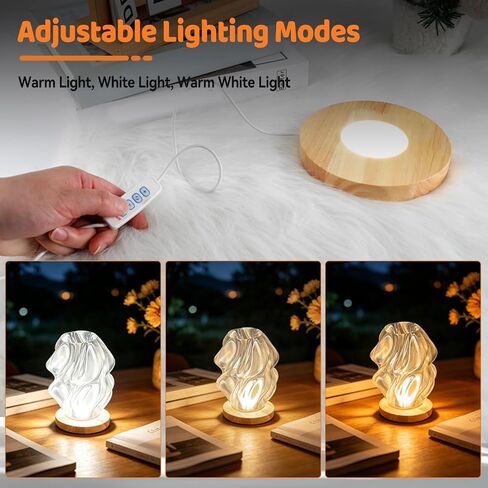 5.9 Inch Wood LED Light Base, Crystal Display Stand with 3 Light Modes and 10-Level Dimming for Acrylic, Crystal, Night Light, Glass Resin Art in Kuwait