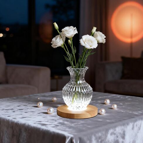 5.9 Inch Wood LED Light Base, Crystal Display Stand with 3 Light Modes and 10-Level Dimming for Acrylic, Crystal, Night Light, Glass Resin Art in Kuwait