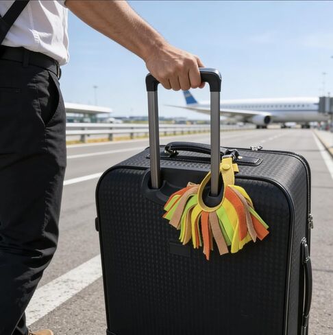 2 Pcs Luggage Pom Poms for Suitcases,Funny Luggage Identifiers - Stylish and Functional Luggage Identifiers with Button Design,Cute Luggage Tags,Travel Accessories (Yellow) in Saudi Arabia