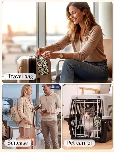 2 PCS Luggage Travel Tags for Suitcases,Cute PU Leather Name Tag with Privacy Cover&ID Label Address Card&Durable Metal Ring Suitable for Men Women Handbags Backpack, Leopard Dark Brown in Saudi Arabia