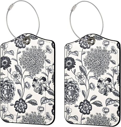 2 PCS Luggage Travel Tags for Suitcases,Cute PU Leather Name Tag with Privacy Cover&ID Label Address Card&Durable Metal Ring Suitable for Men Women Handbags Backpack, Leopard Dark Brown in Saudi Arabia