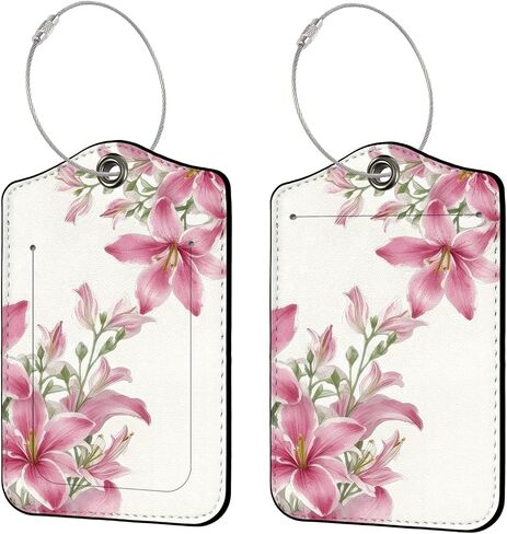 2 PCS Luggage Travel Tags for Suitcases,Cute PU Leather Name Tag with Privacy Cover&ID Label Address Card&Durable Metal Ring Suitable for Men Women Handbags Backpack, Leopard Dark Brown in Saudi Arabia