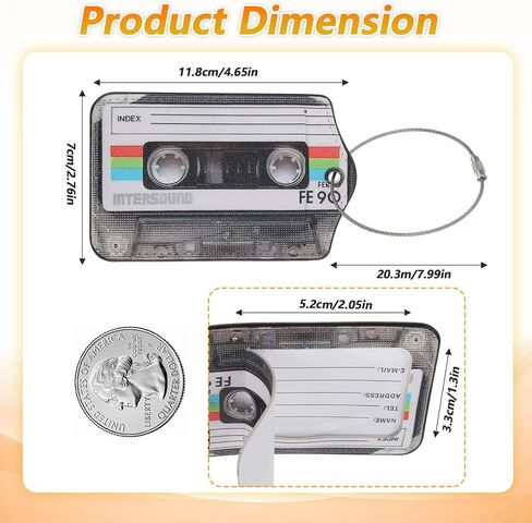 3pcs Funny Luggage Tag, Leather Cassette Tape Luggage Tags, Novelty Luggages Tags with Privacy Cover and Address Card for Boarding Pass Women & Men in Saudi Arabia