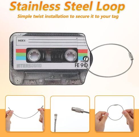 3pcs Funny Luggage Tag, Leather Cassette Tape Luggage Tags, Novelty Luggages Tags with Privacy Cover and Address Card for Boarding Pass Women & Men in Saudi Arabia