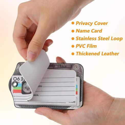 3pcs Funny Luggage Tag, Leather Cassette Tape Luggage Tags, Novelty Luggages Tags with Privacy Cover and Address Card for Boarding Pass Women & Men in Saudi Arabia