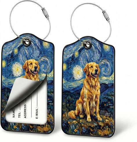Poodle Luggage Tags for Suitcases, 2 Pack Dog Travel Bag Tags with Privacy Cover and Wire Ring, PU Leather Suitcase Tags for Carry On Bags, Backpacks, Duffel Bags, Dog Lovers in Saudi Arabia
