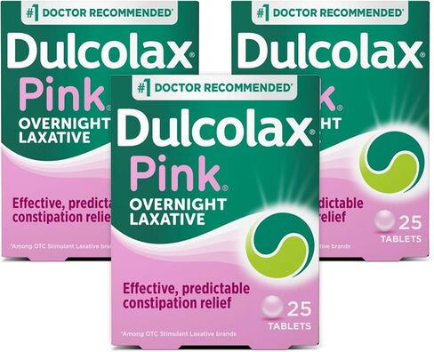 Dulcolax Pink Stimulant Laxative Tablets, Effective & Predictable Overnight Relief, Bisacodyl 5 mg (25ct)(Pack of 3) in Saudi Arabia