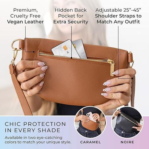 Leather RFID Anti Theft Sling Bag for Women, Pickpocket Proof Travel Crossbody Bag, RFID Blocking Crossbody Purse for Women in Kuwait
