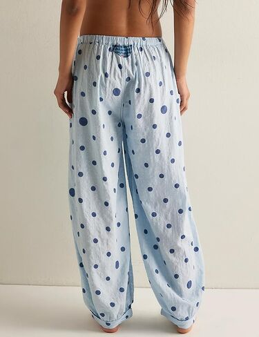 Anoumcy Polka Dots Pajamas Pants Women Lounge Going Out Vacation Lightweight Long Bloomers Loose Fit Casual PJ Pants in Saudi Arabia