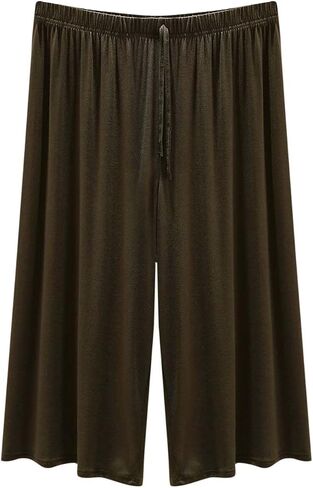 Womens Summer Capris Soft Modal Lounge Loose Fit Flowy Pajama Pants Lighweight Comfy Knee Length Sleep Trousers in Saudi Arabia