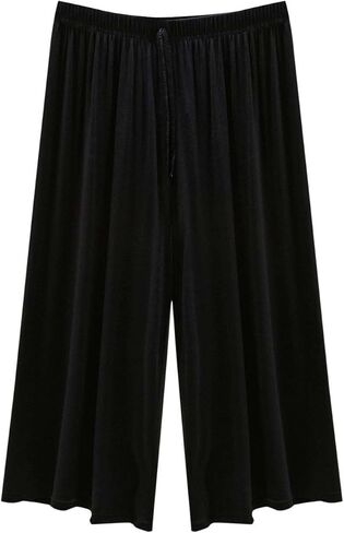 Womens Summer Capris Soft Modal Lounge Loose Fit Flowy Pajama Pants Lighweight Comfy Knee Length Sleep Trousers in Saudi Arabia