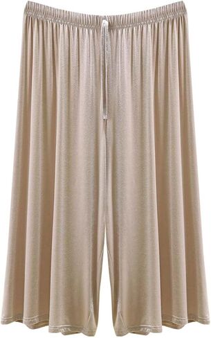 Womens Summer Capris Soft Modal Lounge Loose Fit Flowy Pajama Pants Lighweight Comfy Knee Length Sleep Trousers in Saudi Arabia