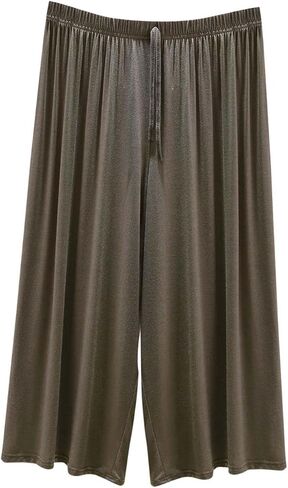 Womens Summer Capris Soft Modal Lounge Loose Fit Flowy Pajama Pants Lighweight Comfy Knee Length Sleep Trousers in Saudi Arabia