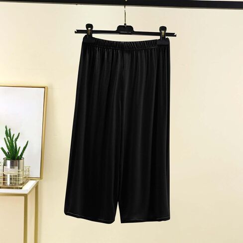 Womens Summer Capris Soft Modal Lounge Loose Fit Flowy Pajama Pants Lighweight Comfy Knee Length Sleep Trousers in Saudi Arabia