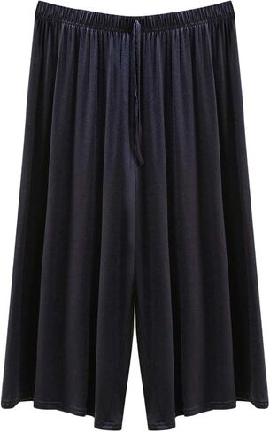 Womens Summer Capris Soft Modal Lounge Loose Fit Flowy Pajama Pants Lighweight Comfy Knee Length Sleep Trousers in Saudi Arabia
