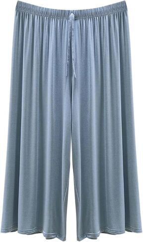 Womens Summer Capris Soft Modal Lounge Loose Fit Flowy Pajama Pants Lighweight Comfy Knee Length Sleep Trousers in Saudi Arabia
