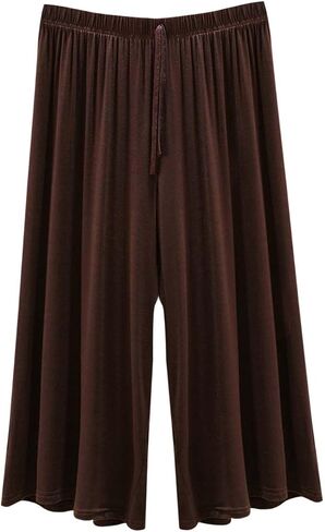 Womens Summer Capris Soft Modal Lounge Loose Fit Flowy Pajama Pants Lighweight Comfy Knee Length Sleep Trousers in Saudi Arabia