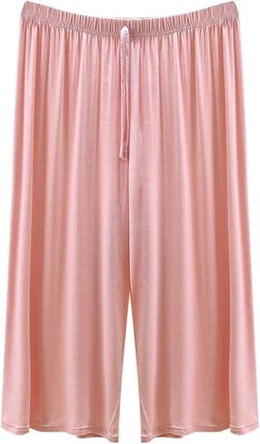 Womens Summer Capris Soft Modal Lounge Loose Fit Flowy Pajama Pants Lighweight Comfy Knee Length Sleep Trousers in Saudi Arabia