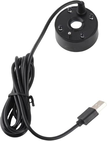 Cosiki Ultrasonic Mist Maker, Fogger for Pond Fish Vase, Halloween Decoration Fogger with 4 LED Lights & USB Power, Ideal for Indoor Outdoor Fountain Humidifier (Black) in Kuwait